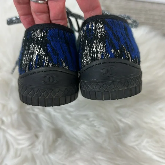 CHANEL Interlocking CC Multicolor Tweed Sneakers 38 - Picture 4 of 11